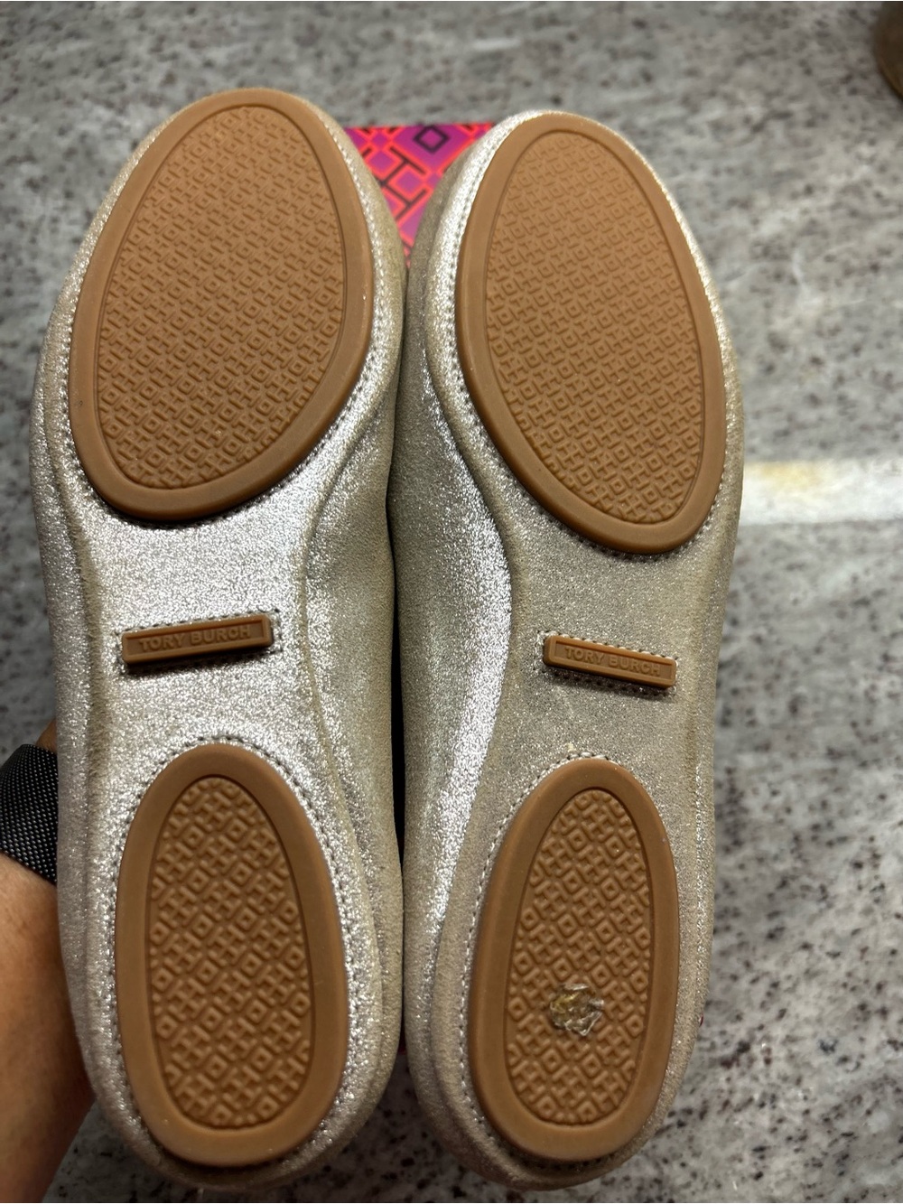 Tory Burch Minnie Travel Metallic sand  Ballet Flats with Logo - size 8 - Picture 7 of 9